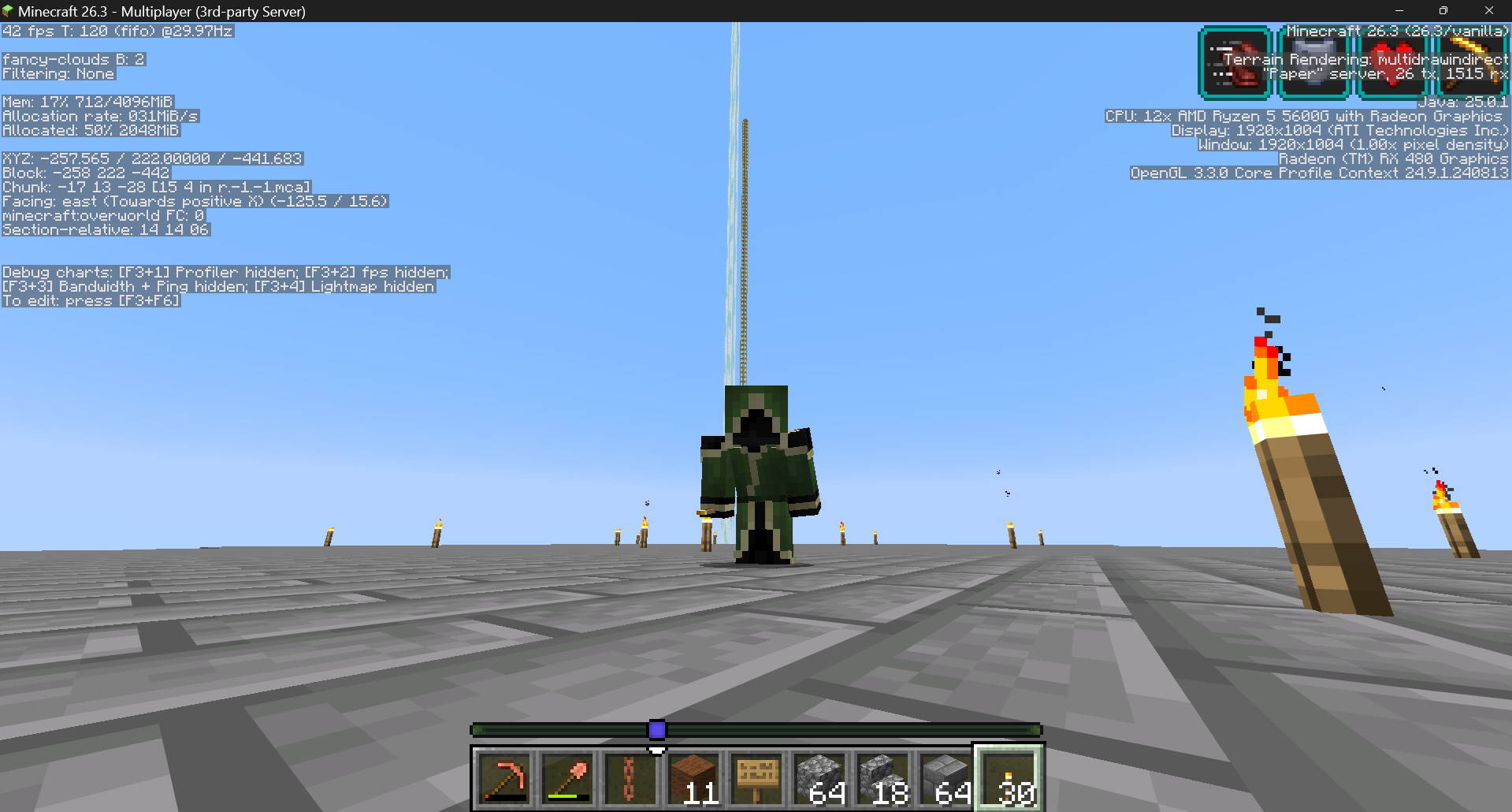 Justin as Mage Dad on Joshua's Minecraft server
